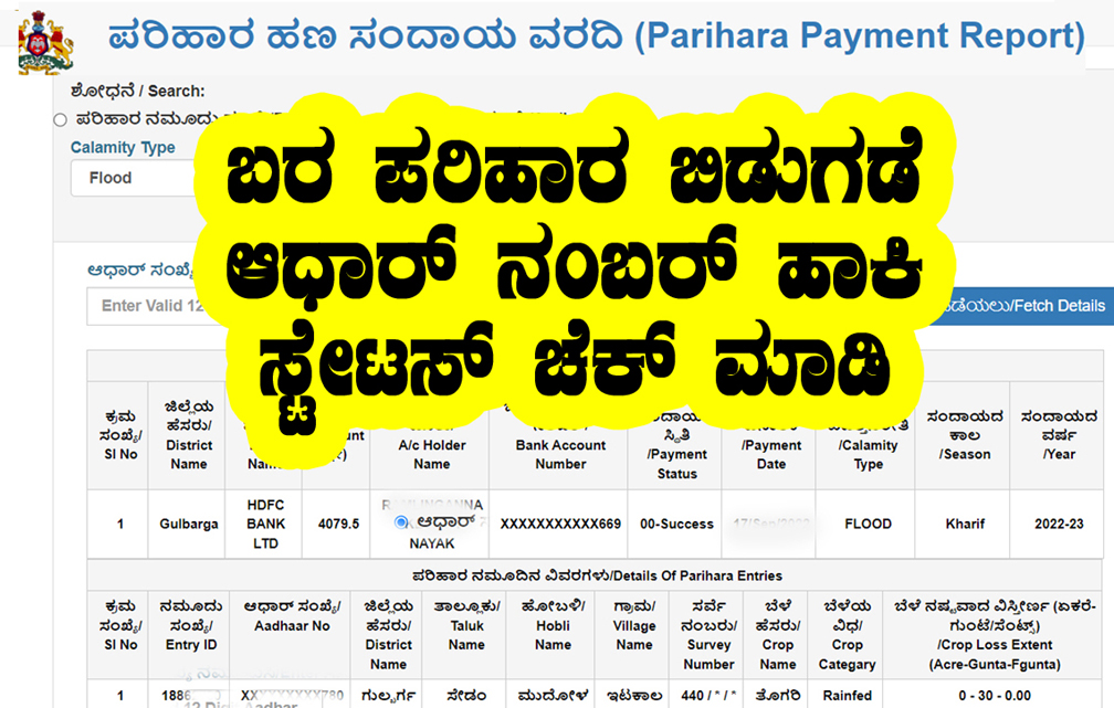 Parihara payment report